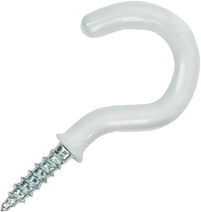Merriway BH00040 White Plastic Coated Mug Hooks 25mm 25 Pcs For Hanging Cups