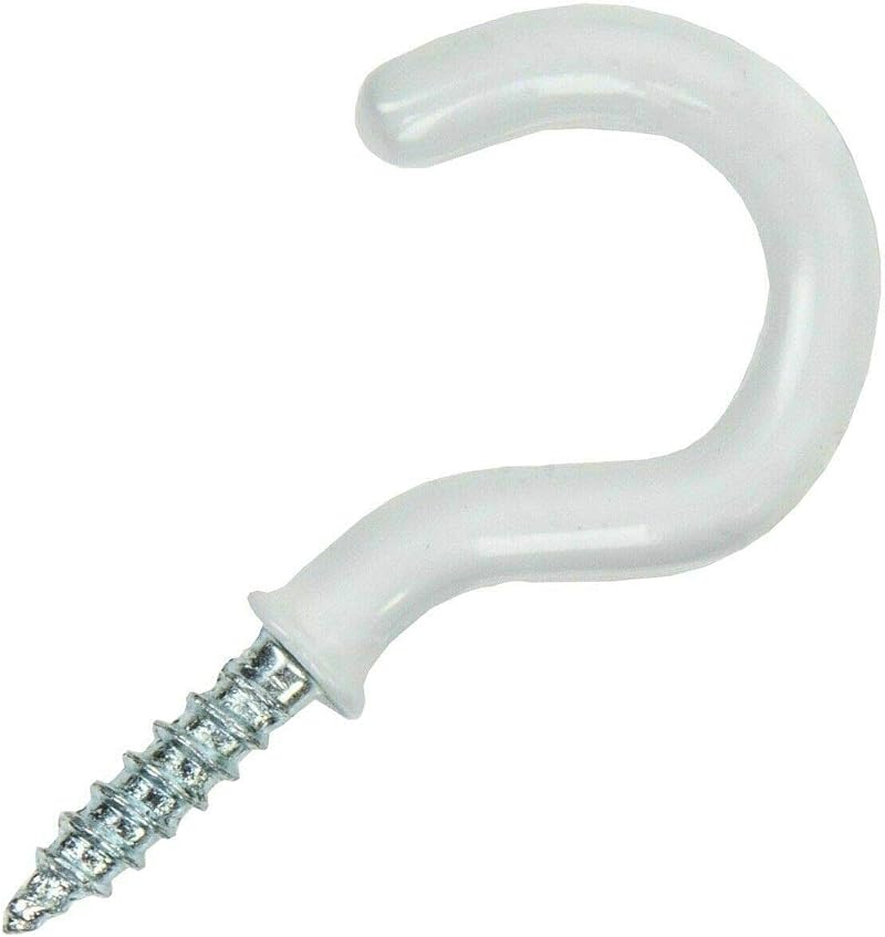 Merriway BH00040 White Plastic Coated Mug Hooks 25mm 25 Pcs For Hanging Cups