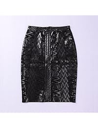 Falda de vendaje de cintura alta metálica de piel