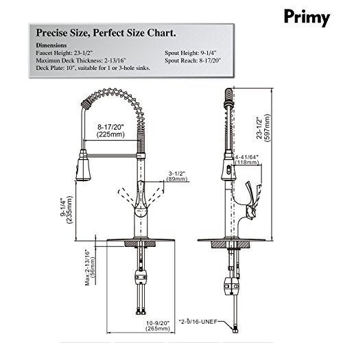 Primy Commercial Kitchen Faucets With Pull Down Sprayer Modern Heavy Duty Lead-Free Single Handle High-Arc Kitchen Sink Faucet With Deck Plate, Solid 304 Stainless Steel - Thumbnail 5