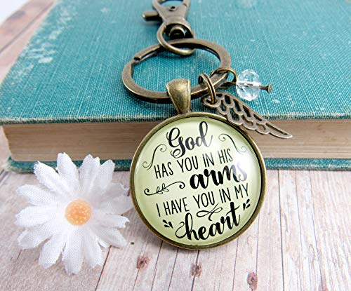 God Has You In His Arms Remembrance Keychain I Have You In My Heart Memorial Jewelry For Women Angel Wing Charm
