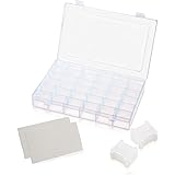 Embroidery Floss Organizer Box with 36 Adjustable compartments Includes 100 Plastic Floss bobbins and 100 Sticker