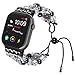 TILON Compatible for Apple Watch Band Replacement 42mm/44mm Series 4, Handmade Artificial Pearl Elastic Beaded iWatch Bracelet for Women Girls [Updated Style]-Black