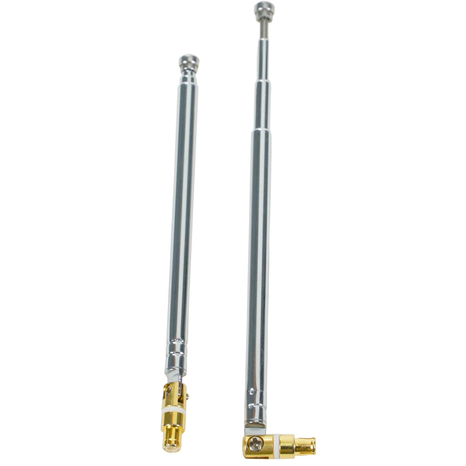 Fohevers 2 Pcs 5 Sections Telescopic Antenna MCX Male Connector for AM/FM Ariels Radio HD DAB Stereo Reception Home Theater Receiver