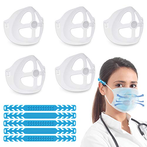 HAUSPROFI Supporto Mascherine 3D in silicone da 5 pezzi con Accessori Prolunga per Mascherine Colore Nero, Staffe per…