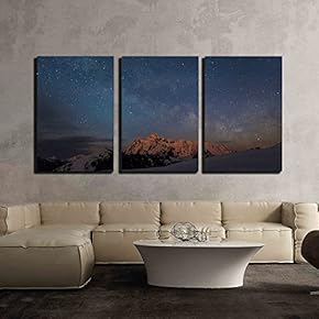 3 Piece Canvas Wall Art - Milky Way Over Cathedral Rock - Modern Home Art Stretched and Framed Ready to Hang - 16"x24"x3 Panels