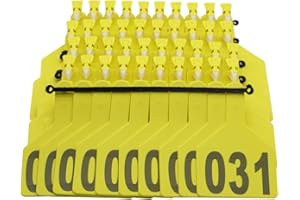 APLAYFULBEE Z Tags One-Piece Cattle Ear Tags 001-050 Number TPU Large Size Animal Identification Tags Cattle Livestock Ear Tags for Cows Hogs Sheep (001-050, Yellow)