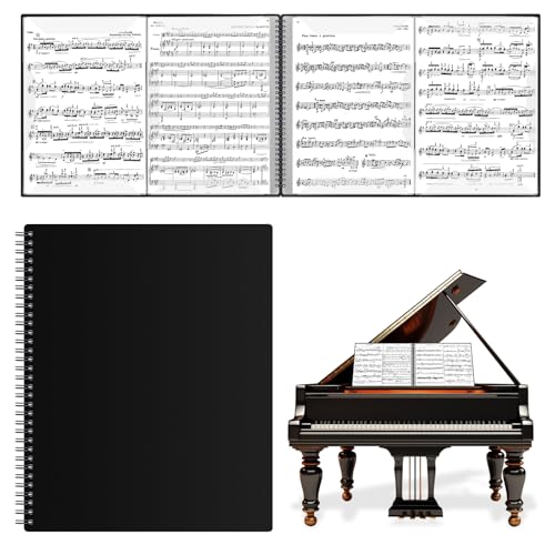 Irich A4 Sheet Music Folder with 4 Expanding Pages, 15 Compartments/60 Pages, Black, for Music Sheets, for Choir