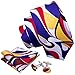 Barry.Wang Classic Mens Ties Silk Necktie Pocket Square Cufflinks Set Woven Designer Wedding Business (Yellow Red Blue)
