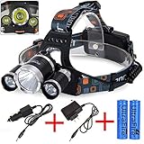 S&G® 5000Lumen CreeFlashlight XM-L XML 3 x T6 LED Torch Headlamp, 4 Modes Flashlight, Rechargeable Flashlight For Outdoor Sports Like Camping Hiking Fishing
