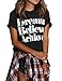 Haola Womens Printed t Shirts Funny Street Juniors Tees Short Sleeve Tops M Black