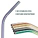 Hestya 10 Pieces Reusable Stainless Steel Straws, Metal Drinking Straws, 5 Colors, Fits 20 or 30 oz Tumbler, Cleaning Brush Included