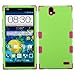 ZTE Grand X Max+ Plus Case, Luxca (Tm) Grand X Max+ Plus (ZTE Z987) Hybrid Heavy Duty Rugged Impact Advanced Armor Symbiosis Soft Silicone Cover Tuff Hard Robust Snap On Dynamic Case + Clear Lcd Screen Protector + Luxca (Tm) Stylus Pen (Pearl Green / Pink Tuff)