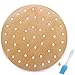 100pcs Unbleached Air Fryer Liners, 9inch Bamboo Steamer Liners, Vancens Premium Perforated Parchment Steaming Paper Rounds, Non-stick Steamer Mat, Perfect for 5.3 & 5.8 QT Air Fryers/Baking/Cooking