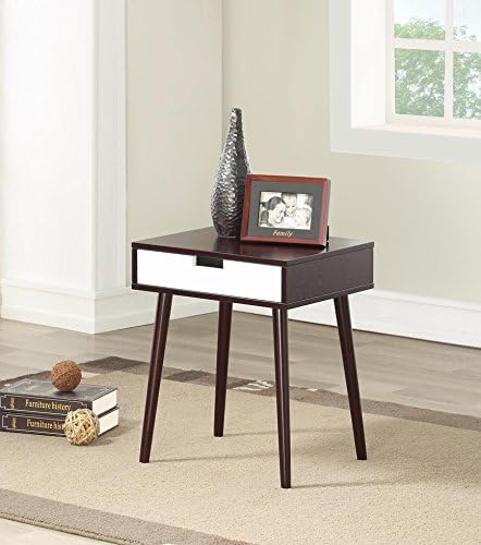 Espresso Color Hardwood End Side Table Nightstand with Drawer by Legacy Decor