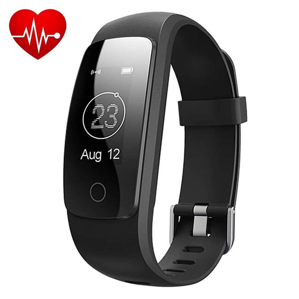 Fitness Tracker, Activity Tracker Heart Rate Monitor with 14 Exercise Modes Sleep Monitor with GPS Route Tracking Pedometer Step Counter with 5 Watch Faces for Android or iOS Smartphones(Black)