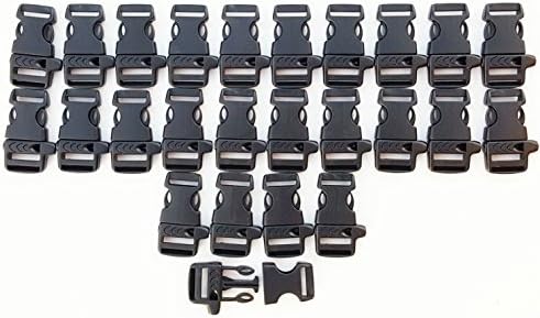 Paracord Club "25 PCS" of 3/4 (20mm) Black Side Release Whistle Buckles