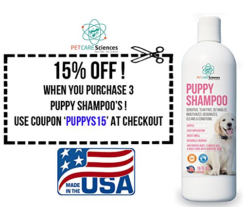PET CARE Sciences Puppy Shampoo Gentle Sensitive Tearless Coconut Oil, Oatmeal, Aloe & Palm