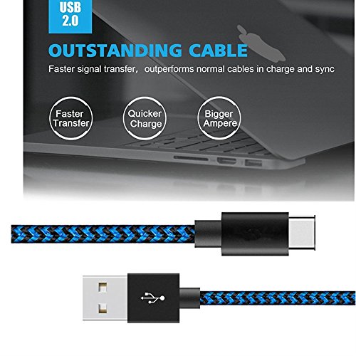USB Type C Cable, SunCable Short USB C Cable 1Pack 1ft/30cm Nylon Braided Fast Type C Charger Cord for Samsung Galaxy S9 S8 Plus Note 8,LG G5 G6 V30,HTC 10,Nexus 5X/6P,Google Pixel XL (1Pack)