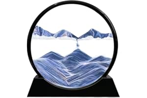 Twohua Moving Sand Art Quicksand Decor 3D Color Quicksand Picture Sand Art Liquid Motion Sandscape Sandalier Hourglass Desk Toys for Office for Adults, Desk Fidgets Cool Office Gadgets,12",Blue