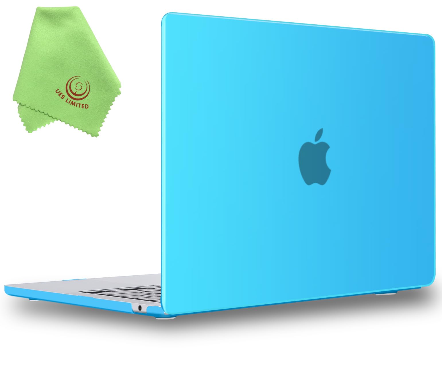 UESWILL Case Compatible with MacBook Air (15 inch, M2 M3 M4 M5, 2023 2024 2025 2026) Model A3448 A3241 A3114 A2941, Matte Hard Shell Cover + Microfiber Cloth, Aqua Blue