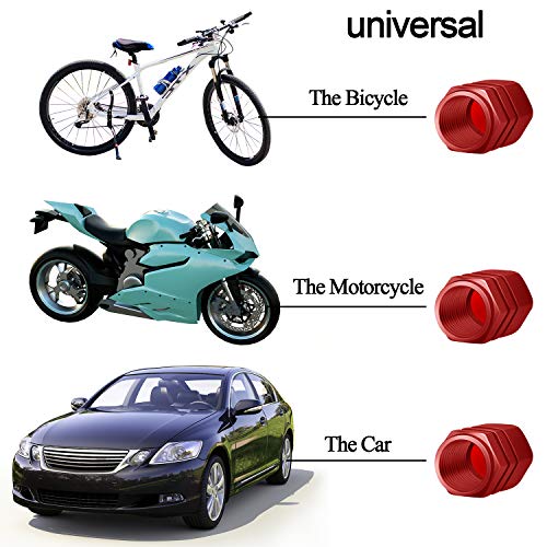 MENOLY Tire Valve Caps (20 Pack) Heavy-Duty Stem Covers (Dustproof, O Rubber Seal, Aluminum Alloy, Hexagon Design) - Red - Thumbnail 6