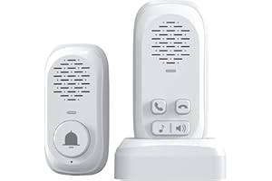 Wireless Intercom Doorbell,1000ft Range Doorbells for Home,Intercom 4 Volume Levels,Rechargeable Battery,Waterproof,Two-Way C