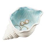 NBEADS Conch Shape Ceramic Jewelry Tray, Aqua Shell