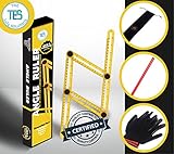Professional Angle Measuring Tool & Template Tool (including Pouch, Gloves & Carpenter Pencil) Angle Ruler Perfect for All Angles and Forms| Best for Professional Layouts, Hanging Tiles, Cutting Stone