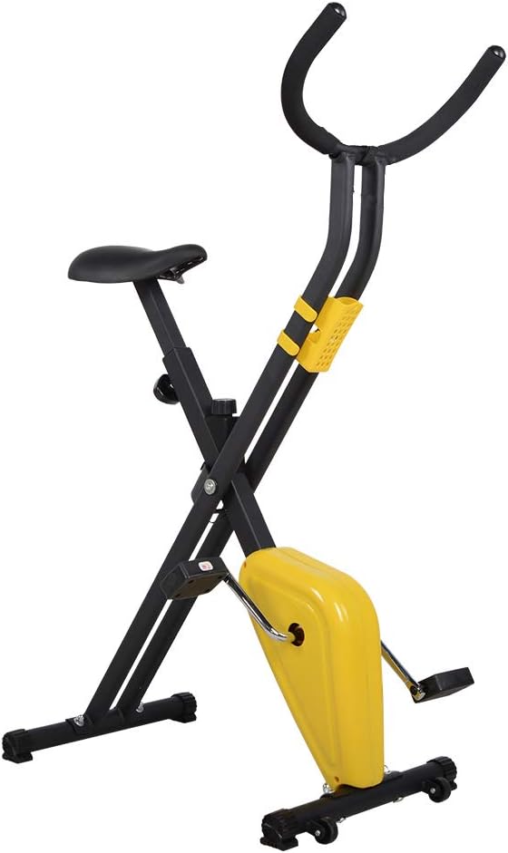 pooboo Indoor Cycling Bike Foldable X Bike Folding Stationary Bicycle with LCD Monitor and Bracket