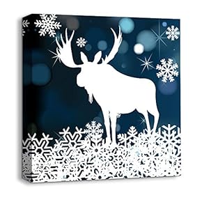 Canvas Wall Art Snow Deer Merry...