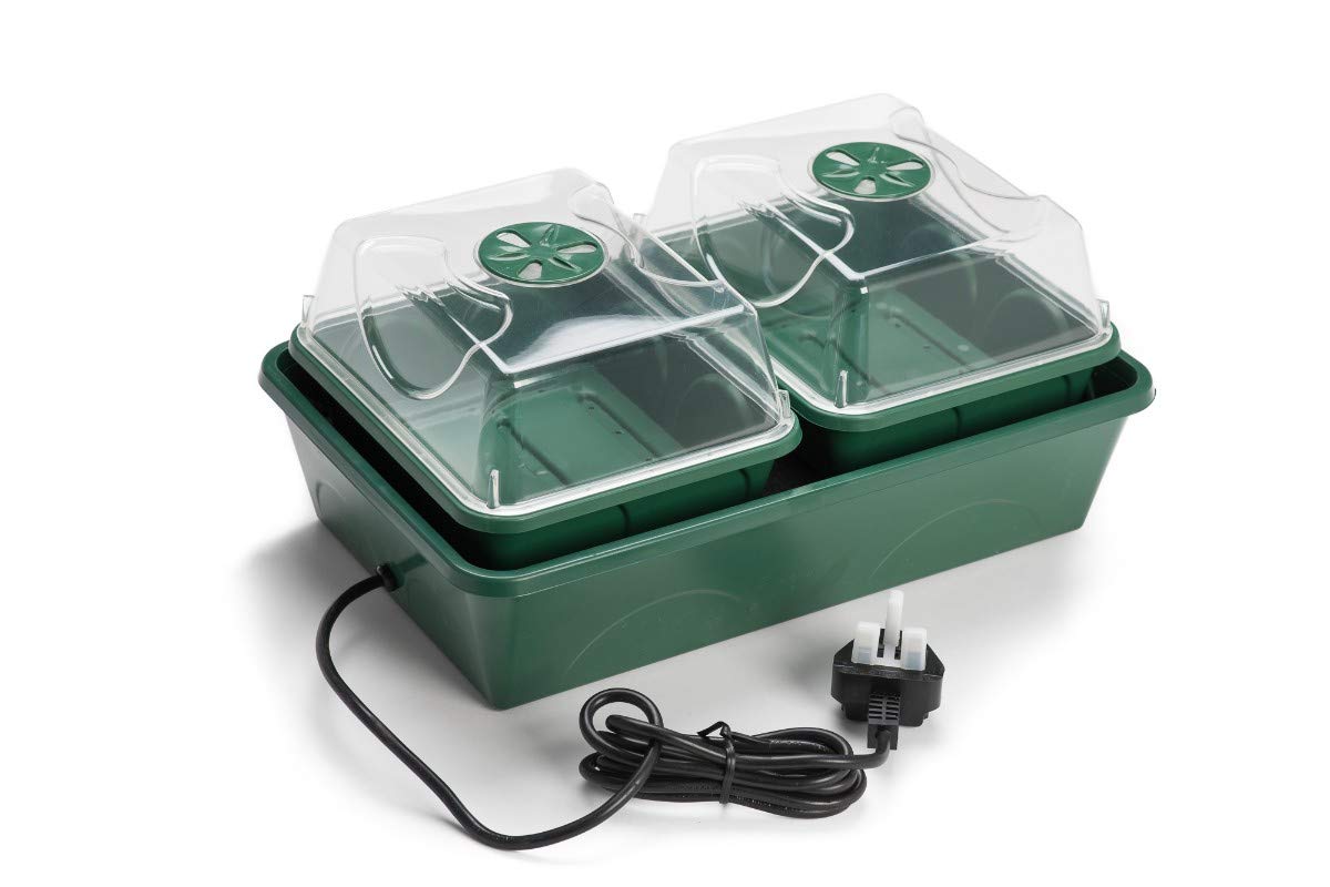 EarlyGrow Heated Electric Shatterproof 2-Bay Self-Watering Propagator - 38 x 24 x 18cm