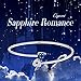 Sterling Silver Double Heart Cuff Bangle Bracelet with Blue Sapphire Flex for Women 7'' (Clearance)