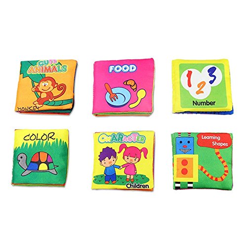 Tangomall Baby's First Non-Toxic Soft Cloth Book Set- Crinkle,Colorful - Pack of 6 for Toddlers