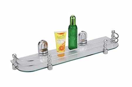 Total Home : Modern Glass Bathroom Bath Kithen Storage Shower Wall Mounted Shelf Corner Shelve Rack Organizer Holder Rectangle Tier Toiletry(18Inch)