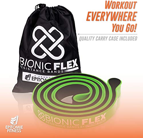 Bionic Flex Pull Up Assistance Band - Premium Dual Layer Pull Up Assist Bands for Strength Training Exercise, Physical Therapy, Powerlifting, Stretching - Single Green Resistance Band (30 to 60 lbs)