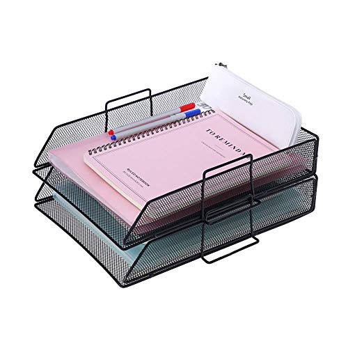 Desk Organizer - 3 Tier Stackable Letter Trays - Metal Mesh Paper Trays, Office Organizer by Delifox - Thumbnail 7