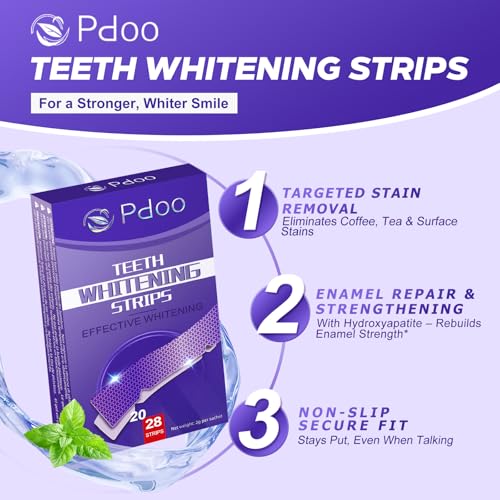 Purple Teeth Whitening Strips 14 Treatments - Enamel-Safe & No-Sensitivity & No-Slip Whitening Strips - Fast Teeth Whitening Result in 7 Days - Whitening Kit for Coffee, Wine Stains Removal