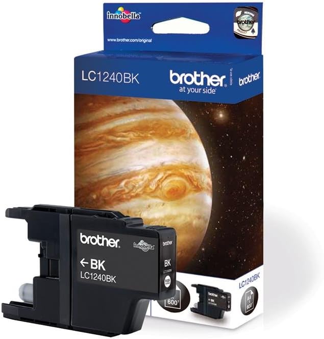 Brother LC1240BK Black High Yield Ink Cartridge, Single Pack, Brother Genuine
