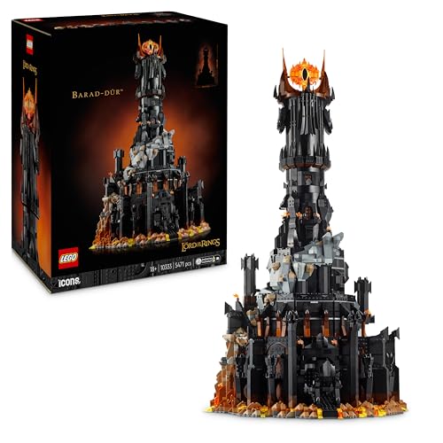 LEGO Icons Der Herr der Ringe: Barad-dûr, Bauset für Erwachsene mit den Minifiguren Sauron, Gothmog, Ork, Frodo, Sam und Gollum, Erinnerungsstück zum