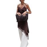 Silk Lace Trim Camisole Tops for Women Satin Layering Asymmetrical Tops Lace Patchwork Cami Tank Slip Dress