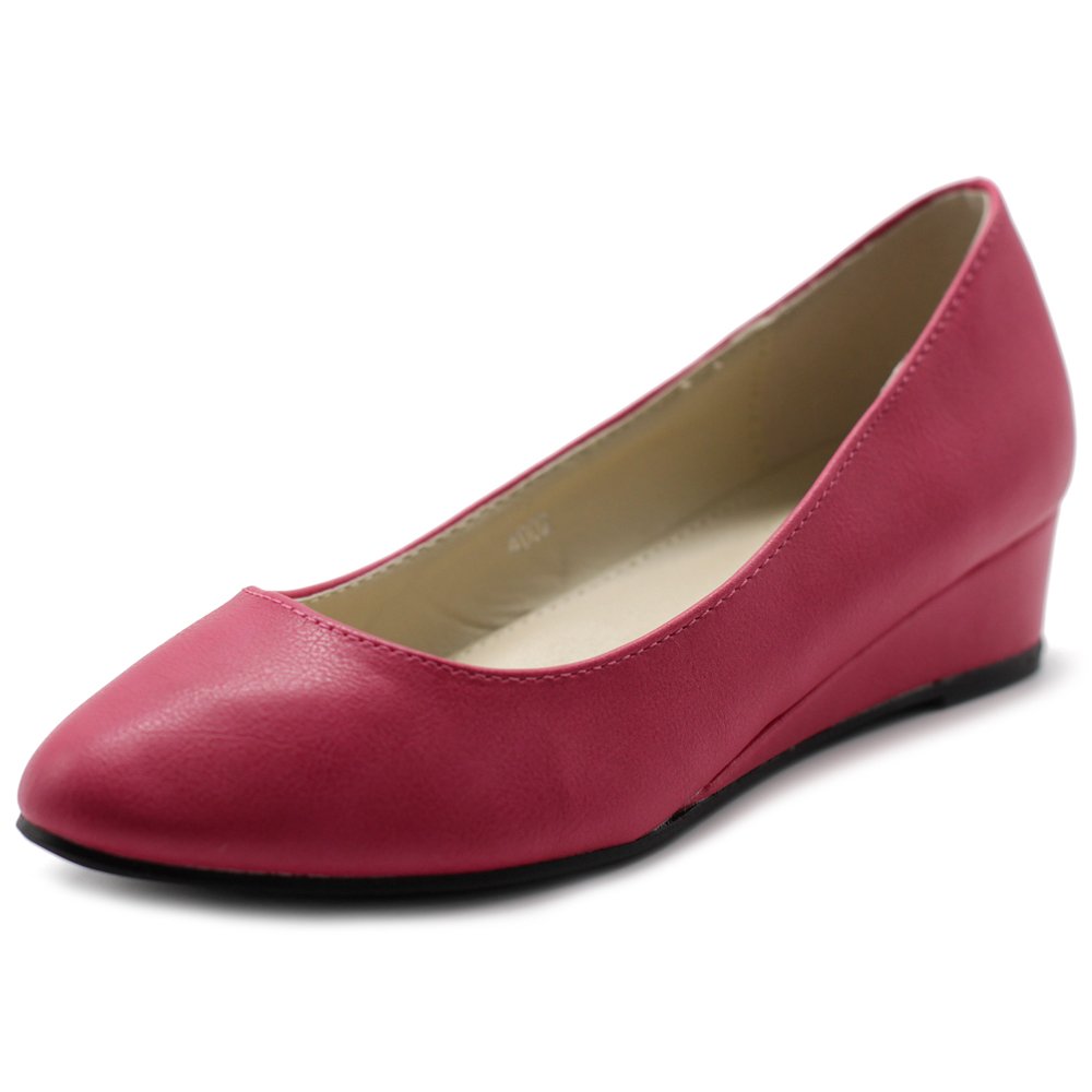 Ollio Women's Shoe Ballet Basic Light Comfort Wedge Heel Pump