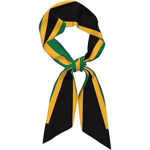 Flag Print Skinny Scarf for Women, Satin Ribbon Scarf | Silky Satin Fabric with Long Thin Ribbon Design, Suitable for Hair St