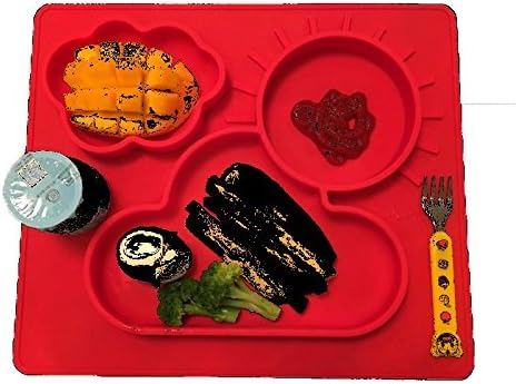 Baybees sun and clouds three compartments silicone placemat (red)