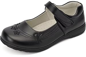 VIPSUPER Girls School Mary Jane Shoes - Black Dress Uniform Strap Flats Shoes for Girls