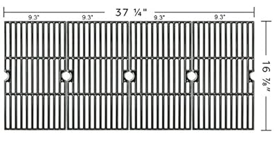 Music City Metals Matte Cast Iron Cooking Grid Replacement for Gas Grill Model Charbroil 463230710, Set of 4