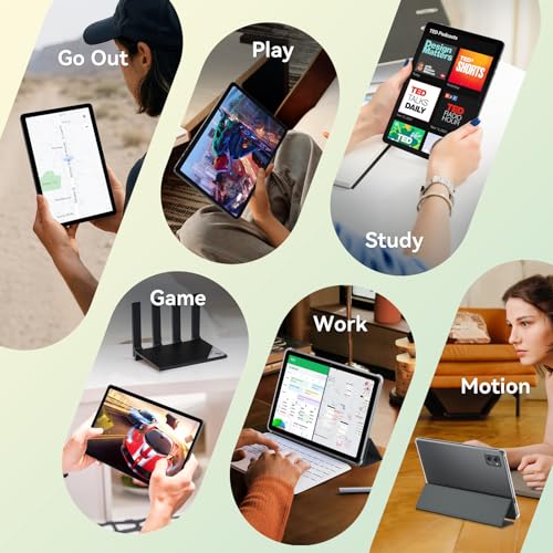 KINGRID T20 Tablet 10 inch Android 16, Tablet with Keyboard, 24GB RAM+256GB ROM (2TB Expandable), Octa-Core Gaming, 5000mAh, Widevine L1 1080P Screen, 2-in-1 Tablet Computer for Work/Kids/School- GRAY