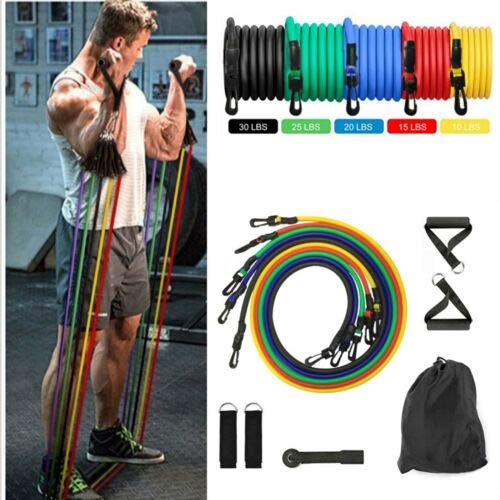 Boolavard Resistance Bands Set 11PCS Exercise Band for Working Out Up to 150 lbs, for Indoor and Outdoor Sports, Fitness, Suspension, Speed Strength, Baseball Softball Training, Home Gym, Yoga