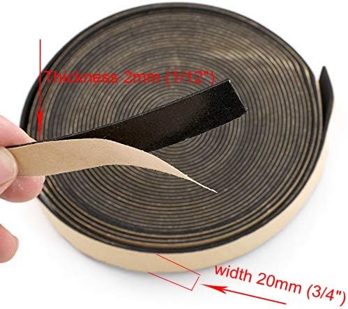 Neoprene Foam Weather Seal High Density Stripping with Adhesive Backing 1/12 Inch Thick, 3/4 Inch Wide 32 Ft (Feet) 10m Length (2mm(Thickness)20mm(Width)