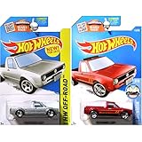 Hot Wheels Off Road Hot Trucks Volkswagen VW Caddy Pickup Truck in Red and Silver Set of 2